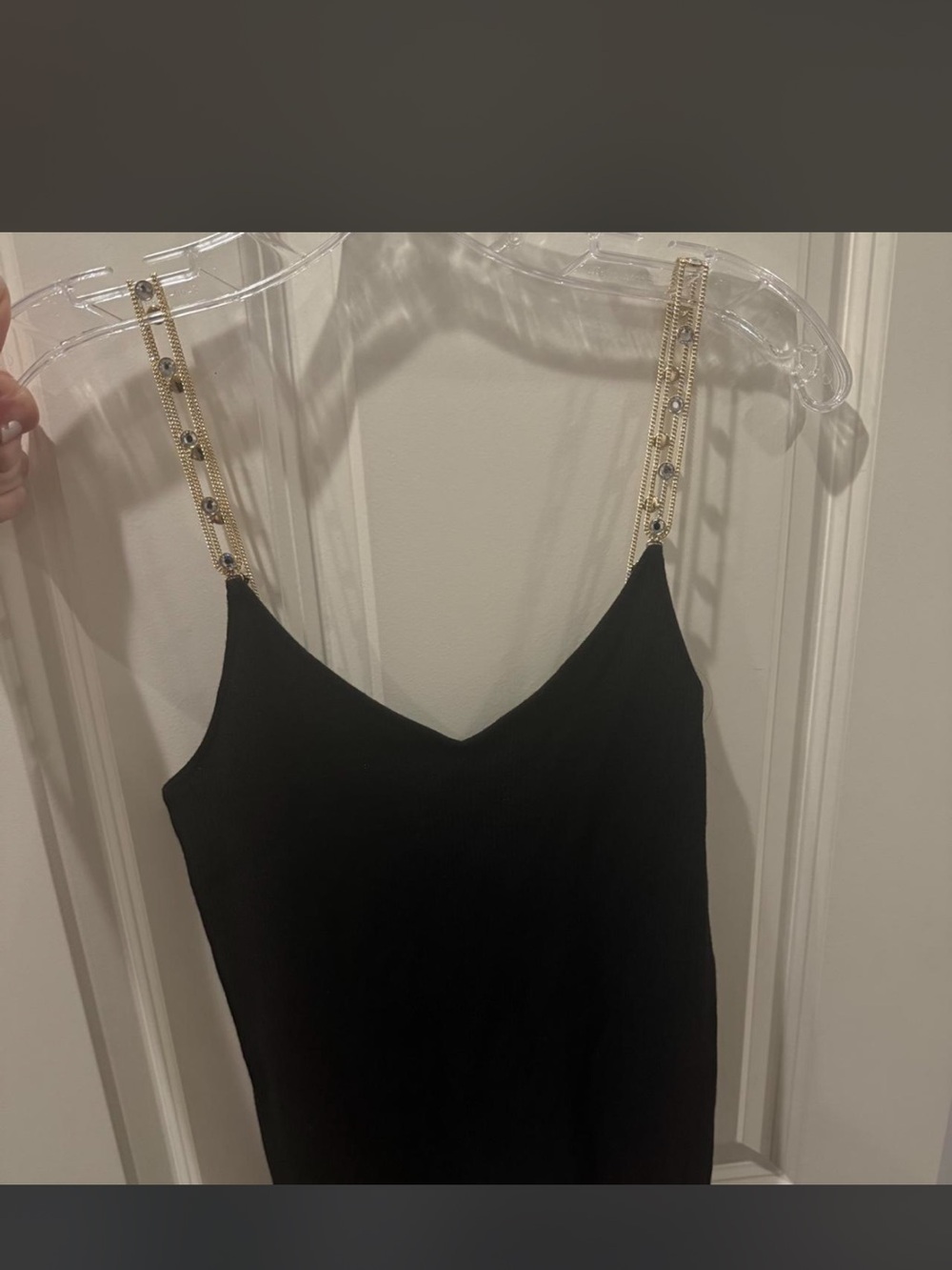 Blumarine Black tank top with Gold Chain Straps